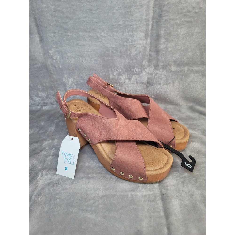 Cottage 70S Inspired Pink Mauve Platform Sandals Boho Coastal Grandmother Size 9